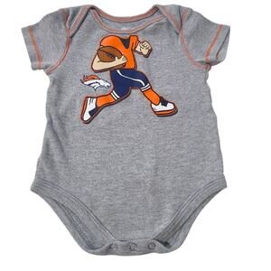 NFL Team Apparel SZ 6/9M Denver Broncos One Piece Bodysuit Football Player Grey